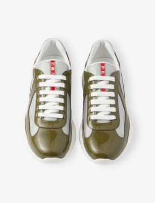 Prada Round Head Low-cut Sneakers In Green