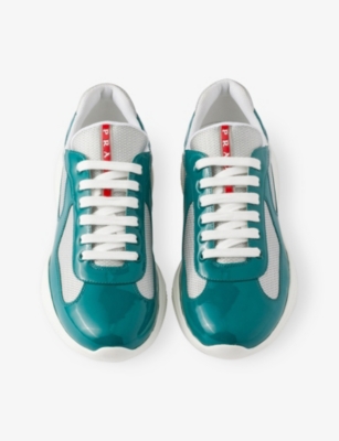 PRADA MENS PRADA AMERICA'S CUP PATENT-LEATHER LOW-TOP TRAINERS 