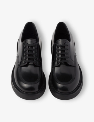 PRADA: Brushed Leather Derby Shoes