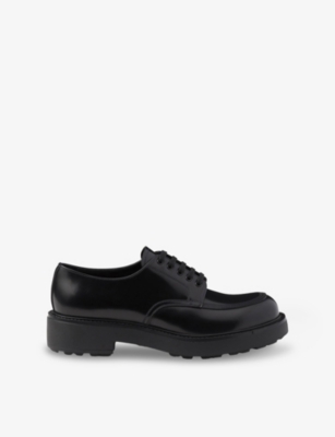 PRADA: Brushed Leather Derby Shoes