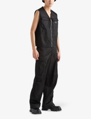 Prada Mens Black Re-nylon Brand-plaque Nylon Vest