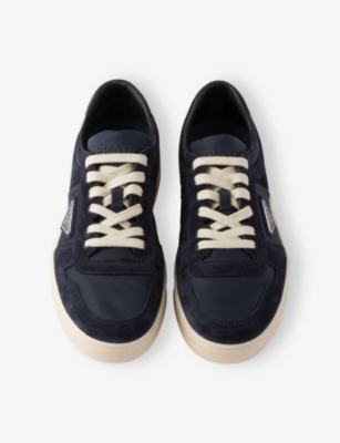 Prada Men's Downtown Nylon And Suede Low-top Sneakers In Blue