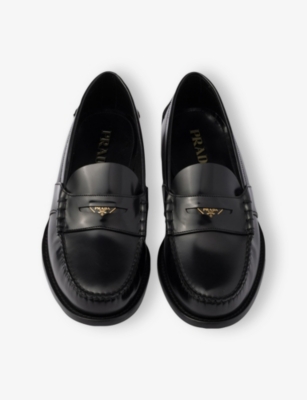 PRADA: Brushed Leather Loafers