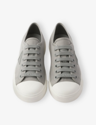 PRADA: Logo-Plaque Cotton-Gabardine Low-Top Trainers