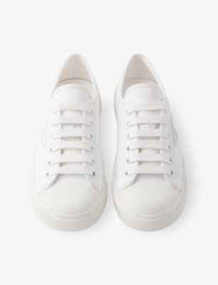 PRADA: Logo-Plaque Cotton-Gabardine Low-Top Trainers