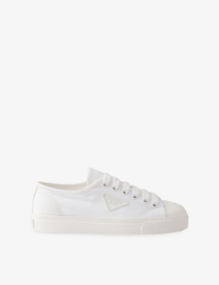 PRADA: Logo-Plaque Cotton-Gabardine Low-Top Trainers