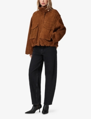ALLSAINTS: Clay Funnel-Neck Relaxed-Fit Suede Jacket