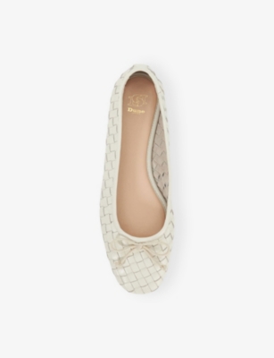 Dune Womens Ecru Leather Heat Woven Leather Ballet Flats Eur 39 / 6 Uk