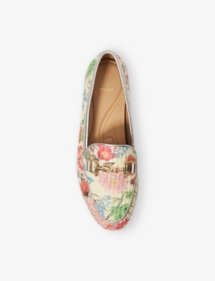 Dune Womens  Glair Snaffle Raffia Flat Leather Loafers