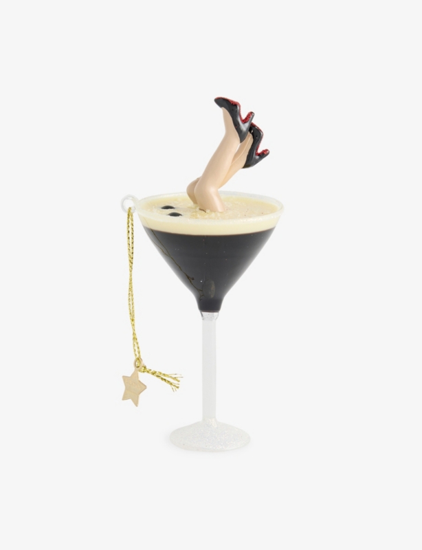 Espresso Martini with Heels Hanging Christmas Glass Decoration