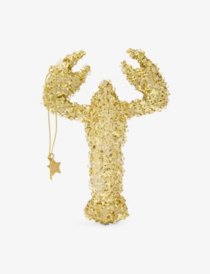 SELFRIDGES EDIT: Glittered Lobster Hanging Christmas Glass Decoration 14cm