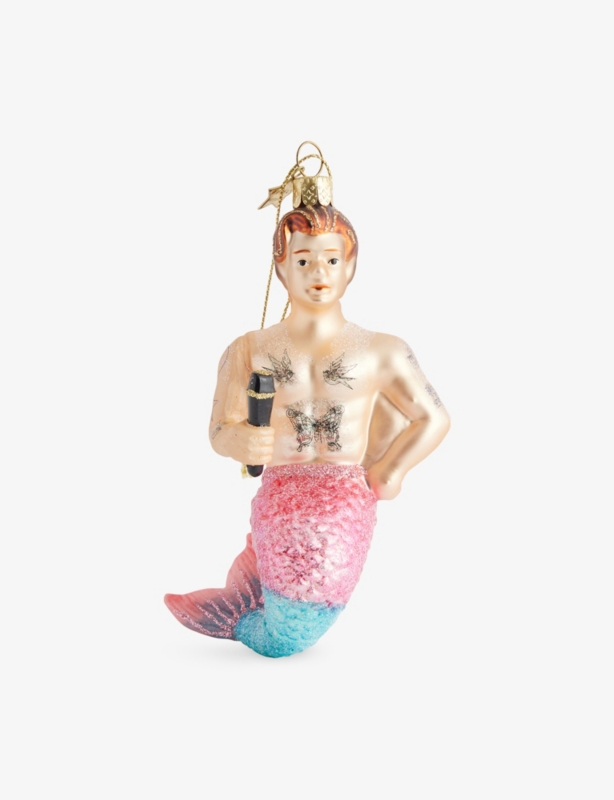 Merman Glass Christmas Hanging Ornament