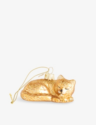 SELFRIDGES EDIT: Pet Sleeping Cat Glass Christmas Decoration 3.5cm