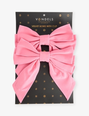 SELFRIDGES EDIT: Velvet Bow Christmas Decorations Set Of Two 20cm