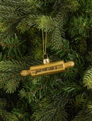 SELFRIDGES EDIT: Baking Rolling Pin Glass Christmas Decoration 3cm