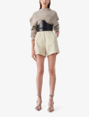 IRO WOMENS IRO FAYEZ BUTTON-EMBELLISHED COTTON-BLEND SHORTS 