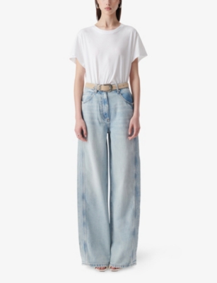 IRO WOMENS BLU56 SIRIUS WIDE-LEG DENIM JEANS 