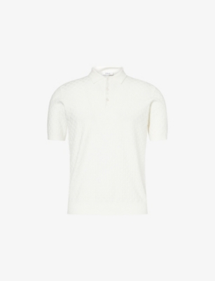 ARNE: Square Textured Knitted Polo Shirt