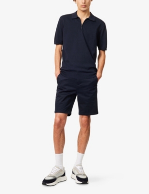 ARNE: Short-Sleeve  Zip-Up Cotton Knitted Polo Shirt