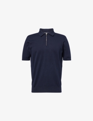 ARNE: Short-Sleeve  Zip-Up Cotton Knitted Polo Shirt