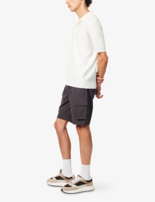 Arne Mens Utility Cargo Multi-pockets Stretch-woven Shorts Grey Xl In Grey
