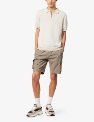 Arne Mens Utility Cargo Multi-pockets Stretch-woven Shorts Olive Xxl In Olive