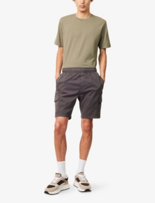 Arne Mens Utility Cargo Multi-pockets Stretch-woven Shorts Grey Xl In Grey
