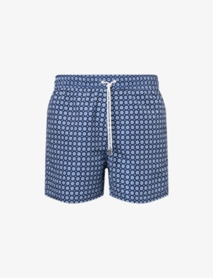 Mosaic-Print Relaxed-Fit Swim Shorts