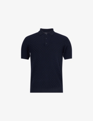 ARNE: Square Textured Knitted Polo Shirt