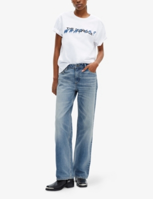 Shop The Kooples Womens White Logo-print Short-sleeve Cotton T-shirt