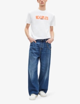 The Kooples Mens White Logo-print Short-sleeve Cotton T-shirt