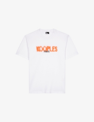 The Kooples Mens White Logo-print Short-sleeve Cotton T-shirt
