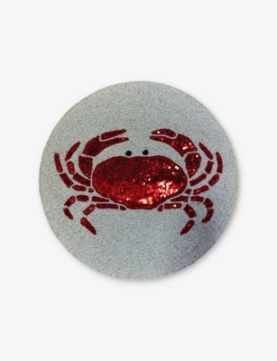 LES OTTOMANS: Crab Sequin Glass Beaded Placemat 38cm