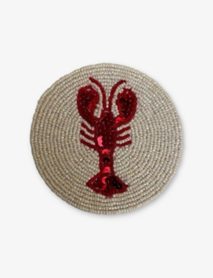 LES OTTOMANS: Lobster Bead-Embellished Coasters Set of Four