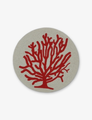 Shop Les Ottomans Coral Bead-embellished Tablemat 38cm
