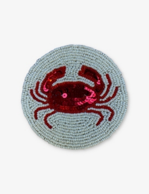 LES OTTOMANS CRAB BEAD-EMBELLISHED COASTERS SET OF FOUR 