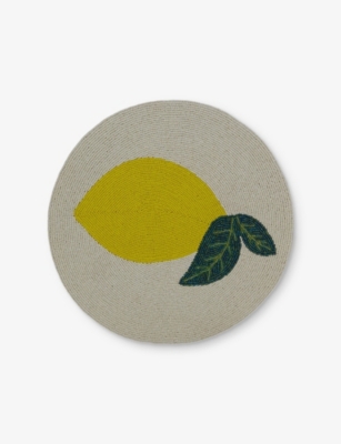 LES OTTOMANS: Lemon Bead-Embellished Tablemat 38cm