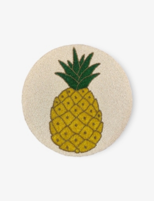 LES OTTOMANS: Pineapple Bead-Embellished Tablemat 38cm