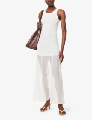 Buci Nyc Womens Ivory Metis Sheer Cotton-jersey Tank Dress In White