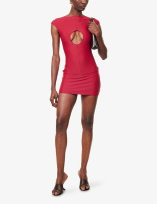 Buci Nyc Womens Cherry Jump Rope Stretch-woven Mini Dress In Red