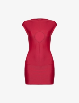 Buci Nyc Womens Cherry Jump Rope Stretch-woven Mini Dress In Red