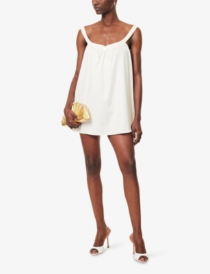 Buci Nyc Womens Ivory Pollen Shift Cotton Mini Dress In White