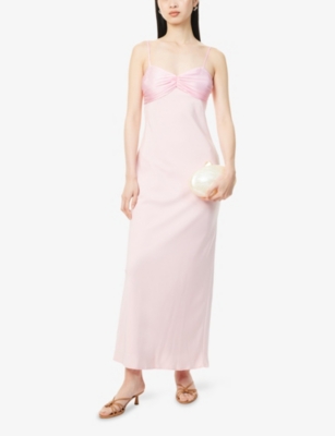 Pretty Lavish Womens Joely Contrast-panel Woven Maxi Dress Pink In Pink
