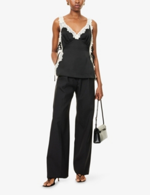 PRETTY LAVISH: Franca V-Neck Lace Satin Top