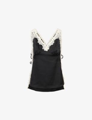 PRETTY LAVISH: Franca V-Neck Lace Satin Top