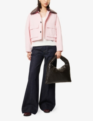 Bottega Veneta Pink Cotton Short Twill Jacket In Pink
