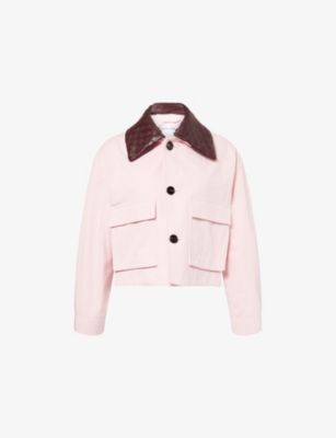 Bottega Veneta Pink Cotton Short Twill Jacket In Pink