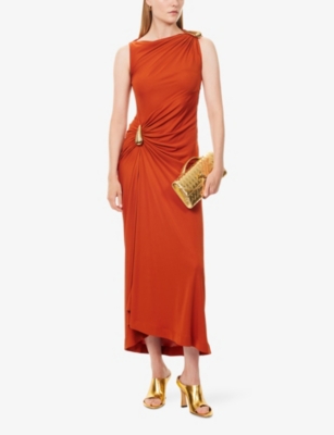 BOTTEGA VENETA: Drop-Waist Brand-Hardware Crepe-Jersey Maxi Dress