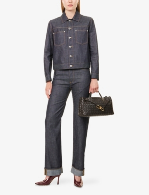 Bottega Veneta Womens Indigo Relaxed-fit Two-patch-pockets Denim Jacket