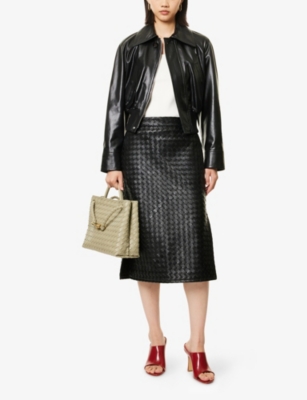 Bottega Veneta Women Black Lightweight Smooth Nappa Leather Jacket In Black